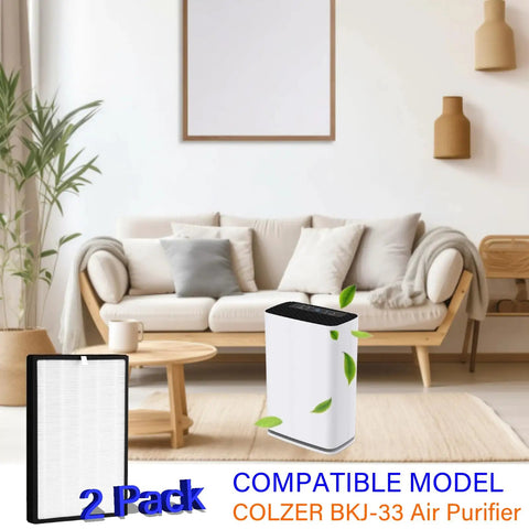2 Pack BKJ-33 Replacement Filter Kit 3 In 1 H13 True HEPA With Activated Carbon And Pre Filter For BKJ-33 Air Purifier in living room
