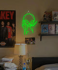 Green Alien LED Neon Sign Wall Decor For Bar Pub Man Cave Game Room Hip Hop Party And Bedroom Aesthetic above a desk setup