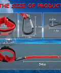 Diagram showing size of Premium Boat Kill Switch Lanyard With Big Wrist Strap For Outboard Engines Red 54 Inch Emergency Stop Cord