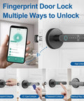 Smart Fingerprint Door Lock With 5 Ways To Unlock, Anti Peep Code, Adjustable Auto Lock, Inside Lock, Keyless Entry display