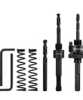 Pro Grade SDS Plus Hole Saw Mandrel Set with two arbors, central drill bits, hex wrenches, and springs, fits 3/4 to 6 inch hole saws
