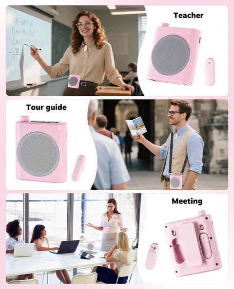 Wireless Voice Amplifier For Teachers With Magnetic Lavalier Microphone Bluetooth Portable Rechargeable Speaker in use