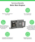 Homeline Beefy 125 Amp Load Center With 12 Spaces And 24 Circuits Indoor Main Lugs Cover Included Plug On Neutral Ready Value Pack. Open view showing breaker layout and features.