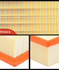 Close-ups of Engine Air Filter For Volvo S60 2001 To 2009 S80 2004 To 2006 V70 2001 To 2007 XC70 2003 To 2007 showing filter material and edges.