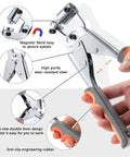 One Hand Operation Grommet Kit 3/8 Inch Heavy Duty Handheld Manual Press with ergonomic grip, magnetic mold, and wear-resistant steel components.