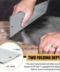 12 Inch Sheet Metal Folding Tool With Dual Depth Gauges One Inch And Three Eighths Inch Depth For HVAC Roofing Projects in use