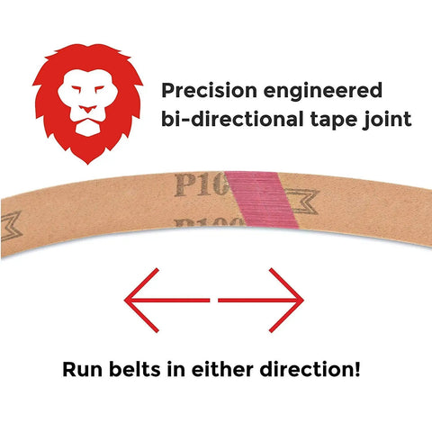 EdgeCore Ceramic Grinding Sanding Belts 2x72 Inch Coarse/Medium Grit 10 Belts Assortment with bi-directional tape joint.