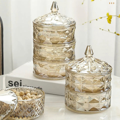 Premium Clear Glass Canisters For Coffee And Sugar, decorative jars with lids, showcasing stylish kitchen storage.