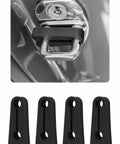 Four Piece Silicone Car Door Lock Protectors To Ditch The Slam Noise And Guard Vehicle Jambs From Scuffs, showing adhesive bumpers and door latch.