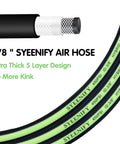 Image of Heavy Duty Three Eighths Inch Air Hose Fifty Feet Thickened Five Layer Design Kink Resistant And All Weather Flexible 450 PSI Hybrid