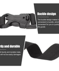 Close-up of black Heavy Duty Outdoor Luggage Straps With Quick Release Buckles 4 Pack Tie Down Straps For Suitcases Camping Gear Roof Racks And Travel Packing Bands Built Rugged For Secure Packing On The Go showing buckle design and material.