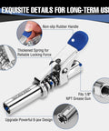 Beefed Up Quick Release Grease Gun Coupler Set With 2 Couplers 2 Grease Needles And 2 12 Inch Hoses 10000 PSI Locking Seal For Zerk 1 Eighth NPT Fittings Heavy Duty showing features