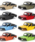 One Tenth Scale Hard Body Shell Kit Unassembled For RC Crawler Wrangler Pickup With Realistic Interior, Openable Doors, And Detail Grille 313mm Wheelbase DIY Build For Axial SCX10 II 90046 Orange Red