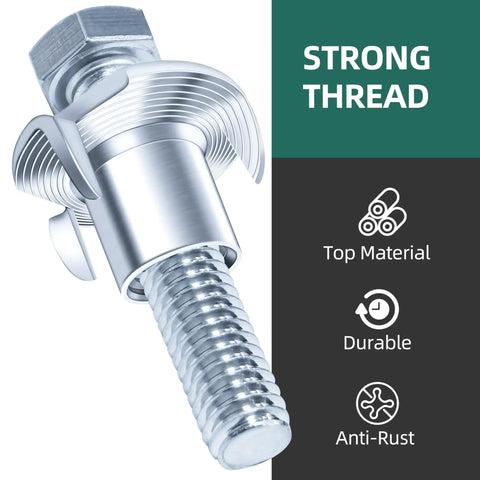 50 Piece 3/8-16 Tee Nuts Zinc Plated Steel Fasteners Featuring Four Prongs For Rock Solid Wood Furniture Assembly close-up showing durable thread.
