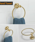 Brushed Gold 4 Piece Bathroom Hardware Set For Walls With Towel Ring featuring rustproof stainless steel and zinc alloy.