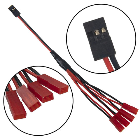 Four Piece JR Y Harness Wire Splitter Set 7.87 Inch JR Male To JST Female Y Cable For Servo Receiver Extensions