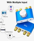 F900S 160W Mini Bluetooth 5.0 Power Amplifier With multiple input options including phone, laptop, and CD player connections.