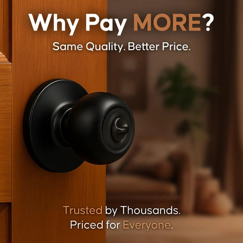 Privacy Interior Door Knob Set Matte Black Reversible For Bedroom Bathroom And Closet Heavy Duty ANSI Grade 3