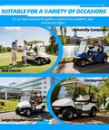 Top Shelf 48Volt 400 Amp Golf Cart Speed Controller Plug And Play Motor Driver Replacement Direct Fit 2016 Plus Star Ev Electric Golf Carts on a golf course and university campus.