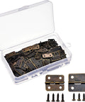 Two Size Bronze Mini Hinge Set With 60 Small Hinges And 300 7 Mm Screws In Clear Storage Box For Dollhouse Doors Cabinets Crafts