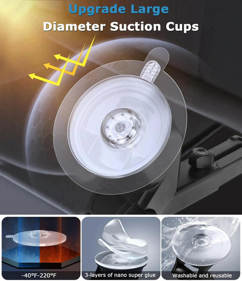 Large suction cup detail of Universal Screen Mount For In Car Dash CarPlay Monitor Stand Plug And Play Setup