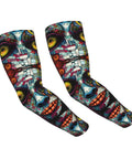 Top Tier Ice Silk Cooling Arm Sleeves With Bold Fantasy Prints in vibrant colors for gardening and cycling, super breathable sun armor.