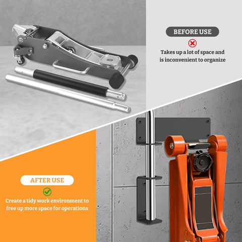 Floor Jack Stand Wall Mount Rack Organizer For Car Hydraulic Trolley Jacks And Stands installed in garage comparison