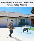 A 1080p Outdoor Security Camera System 2 Pack With WiFi Plug In Color Night Vision And Built In Spotlight detects movement.