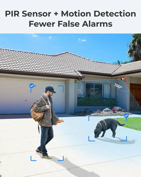A 1080p Outdoor Security Camera System 2 Pack With WiFi Plug In Color Night Vision And Built In Spotlight detects movement.