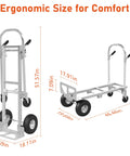 ZMRTDWO 800 lb folding hand truck and dolly, Amazon stainless steel, 2-in-1 convertible cart with side and front views