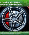 Close-up of a car wheel showcasing Energy Release G100 High Speed Lithium Grease 16 oz Premium Lithium Complex Grease in action.