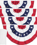 Set of Patriotic Pleated Fan Banner With Canvas Header And Brass Grommets For Indoor Outdoor Decor, American Half Flag Bunting
