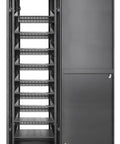 Badass Heavy Duty 42U Floor Standing Network Server Rack Cabinet With Dual Roof Mounted Cooling Fans, showcasing open design and shelves.