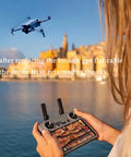 Person using controller to operate DJI drone with GPS Ribbon Cable Replacement For DJI Mini 4 Pro Drone GPS Module in flight