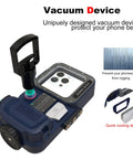 Vacuum device feature on Underwater Phone Case For Snorkeling And Diving IPX8 Waterproof Housing For iPhone And Android with close-up view.