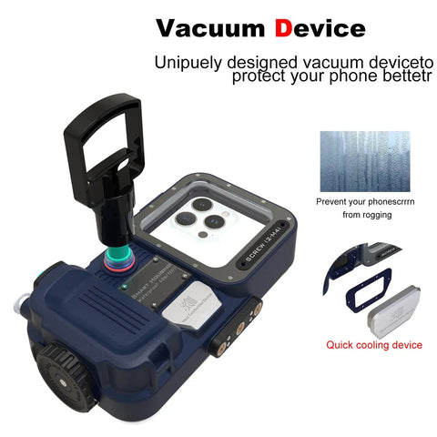 Vacuum device feature on Underwater Phone Case For Snorkeling And Diving IPX8 Waterproof Housing For iPhone And Android with close-up view.