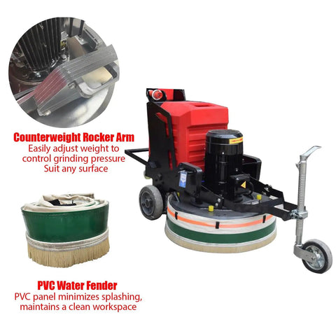 Planetary Electric Concrete Floor Grinder With 12 Grinding Heads 18.5kW Self Propelled Floor Polisher 900mm, red and black design