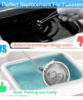 Four Pack Stainless Steel Ultrasonic Cleaner Baskets For Jewelry And Earrings Includes Two Large And Two Small Mesh Wash Baskets shown in use.