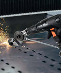 Beastly Heavy Duty Drill Plate Cutter Attachment For Sheet Metal Cutting Nibbler Drill Kit in action, cutting metal sheet