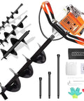 72cc Two Stroke Gas Powered Auger Post Hole Digger Kit With 3 Drill Bits 4 Inch 6 Inch 8 Inch And 3 Extension Rods 8 Inch 12 Inch 20 Inch for garden use