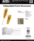Pocket Digital Thermometer With Folding Probe Magnetic Mount And Large Display For HVAC And Field Work Yellow Rugged And Accurate Extended Temperature Range Go To Tool shown with probe open and mounted