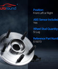 2 Pack Front Wheel Bearing Hub Assembly For Dodge Ram 1500 2002 Through 2005 With ABS 5 Lug Front Left Or Right 3 Hole Flange