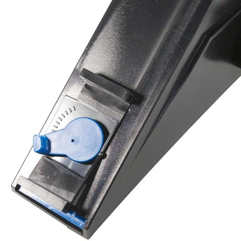 Close-up of Zunder Drywall Banjo Taping Tool With Belt Holster, featuring a blue adjustment knob on the waterproof surface.