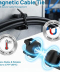 Magnetic Cable Tie Set With 25 Mounts And 200 Self Locking Ties Big Value Cable Management Kit used for organizing cables on metal surface.