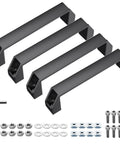 JiGiU 4-pack black aluminum rectangular pull handles for 40-series extrusion 180mm hole spacing with mounting hardware