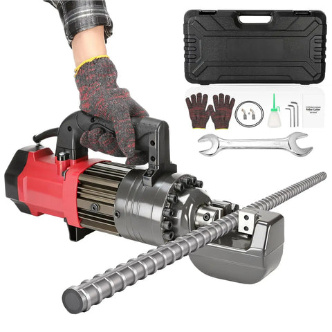 Portable 1400W Hydraulic Electric Rebar Cutter, 7/8 Inch Heavy Duty Steel Bar Nipper For Construction Sites with accessories.