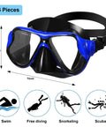 Six Pack Adult Swim Goggles With Nose Cover For Women And Men Pool Mask Anti Fog Tempered Glass Snorkel Dive Mask Gear For Adults And Youth 6 Color Options Classic Colors, blue goggle with black strap dimensions 7x4 inches