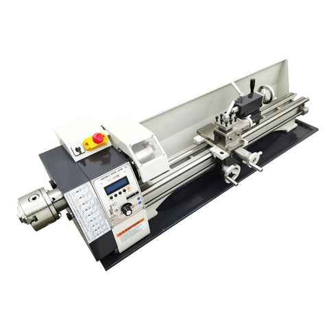 JARYANNIX 8X32 Inch Mini Metal Lathe Machine, 110V 4-Way Tool Post Benchtop Turner with precise controls and sturdy frame.