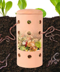 Worm composting bin for garden use ceramic outdoor bin with holes and lid 10 by 4.13 by 4.13 inches easy backyard recycling