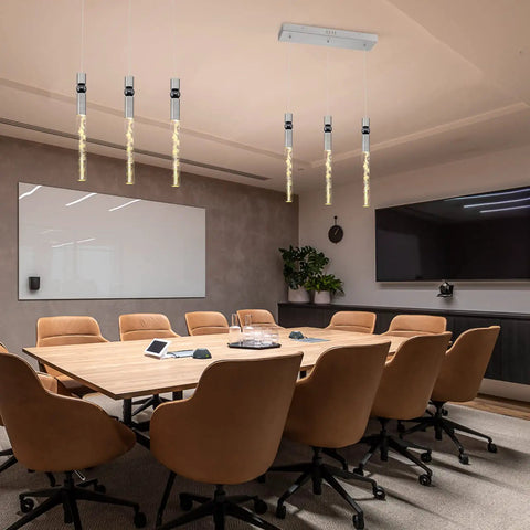 Modern office with Three Light Crystal Pendant Lamp With Dimmable LED For Dining Room Kitchen Island And Living Spaces 19.7 Inch